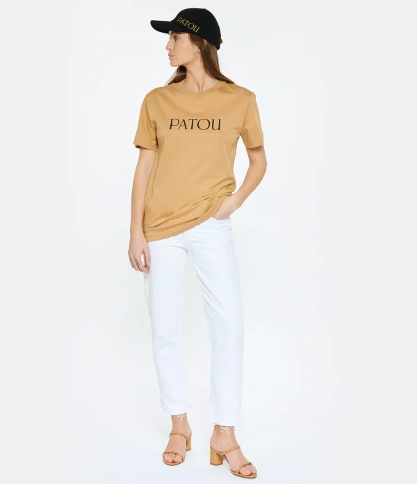 marque pas cher Tee-shirt Essential Patou Coton Marron Chestnut 5