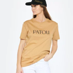 marque pas cher Tee-shirt Essential Patou Coton Marron Chestnut 10