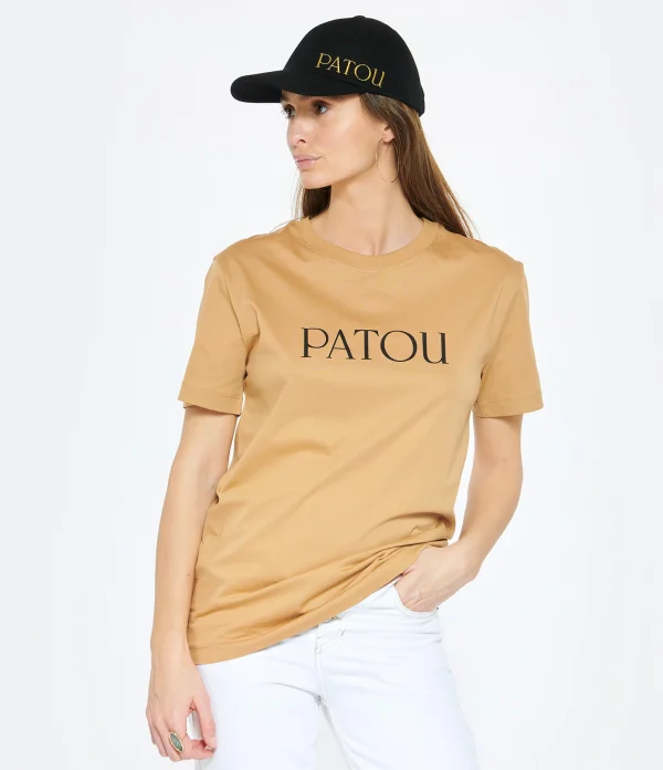 marque pas cher Tee-shirt Essential Patou Coton Marron Chestnut 4