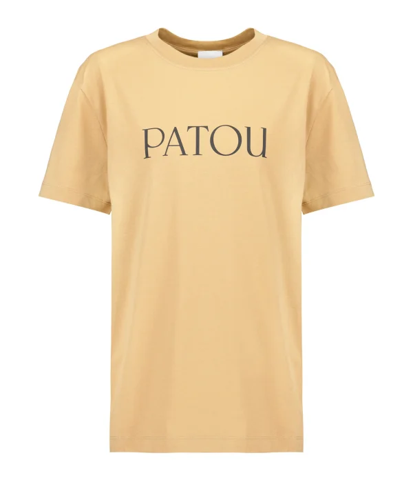 marque pas cher Tee-shirt Essential Patou Coton Marron Chestnut 1