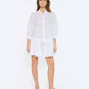 site soldes Poupette St Barth Robe Courte Tesorino Coton Brodé Blanc 10