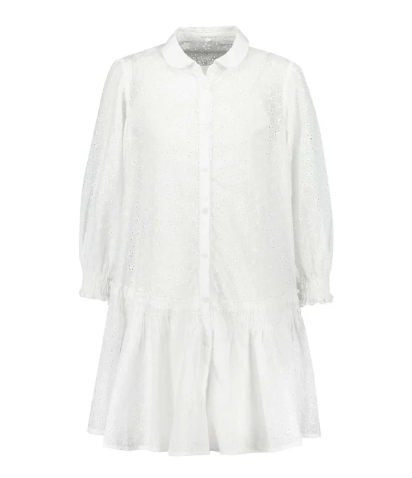 site soldes Poupette St Barth Robe Courte Tesorino Coton Brodé Blanc 1