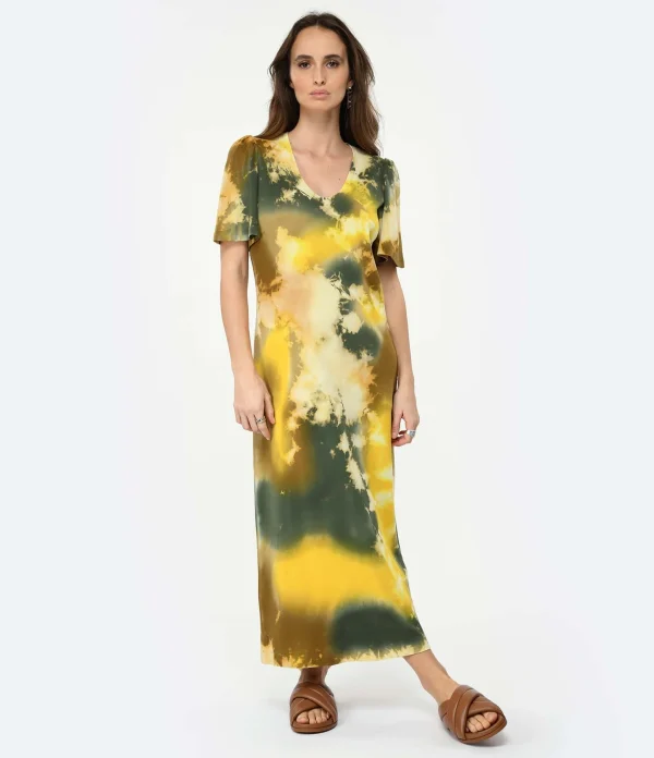 RAQUEL ALLEGRA Robe Longue New Flutter Jaune magasin paris 4