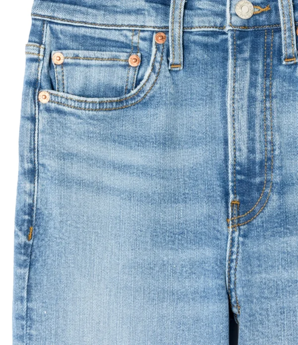 RE/DONE Jean 70s Crop Boot Denim Bleu Délavé prix abordable 3