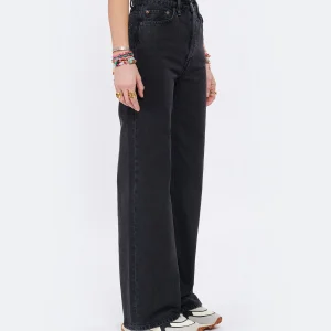 à prix imbattables RE/DONE Jean 70s Ultra High Rise Wide Leg Denim Noir 15