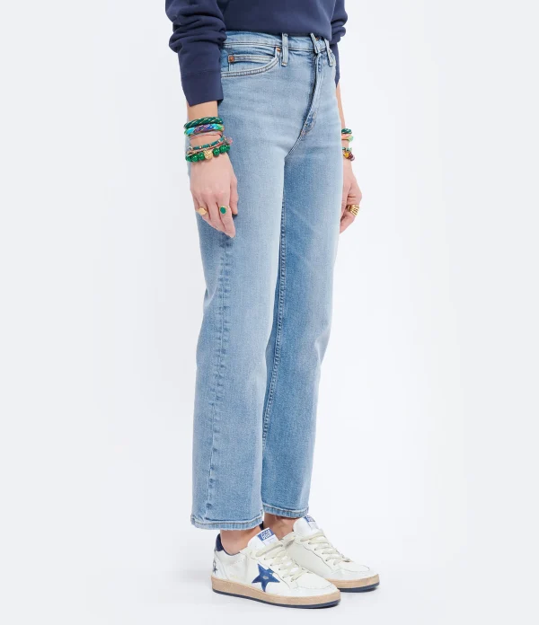 RE/DONE Jean 70s Crop Boot Denim Bleu Délavé prix abordable 5