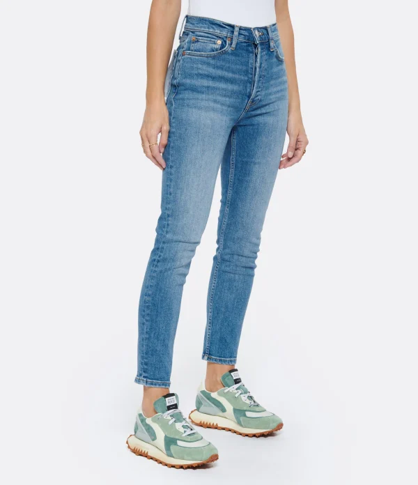 RE/DONE Jean 90s High Rise Ankle Crop Denim Bleu Dernières Nouveautés 5