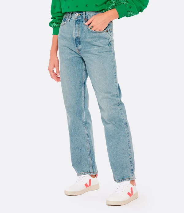 RE/DONE Jean 90s Crop Low Slung Denim Bleu Les achats en ligne 5