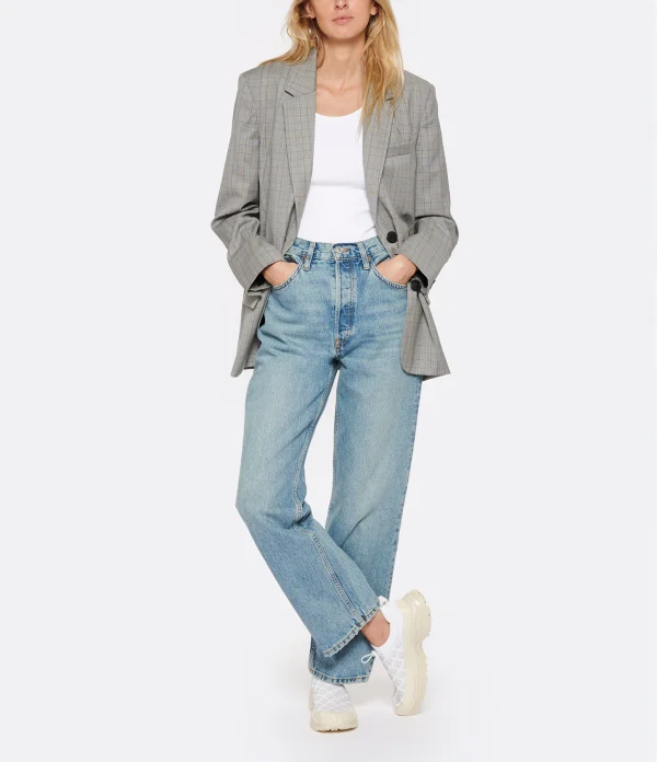 RE/DONE Jean 90s Crop Low Slung Denim Bleu Les achats en ligne 4