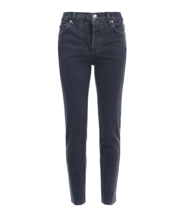 RE/DONE Jean 90s High Rise Ankle Crop Denim Noir meilleure qualité 1