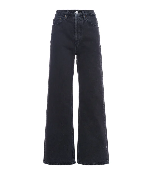 à prix imbattables RE/DONE Jean 70s Ultra High Rise Wide Leg Denim Noir 1