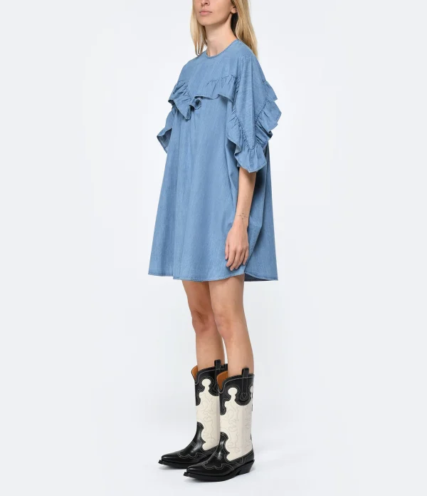 Roseanna Robe Coton Bleu REMISE 4