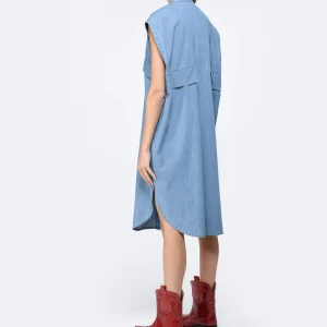 Roseanna Robe Coton Bleu Top ventes 12