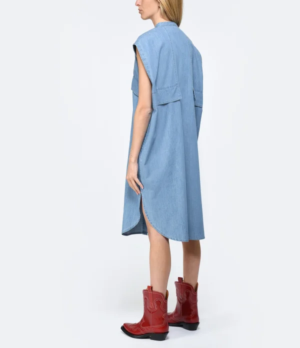 le grand escompte Roseanna Robe Coton Bleu 5