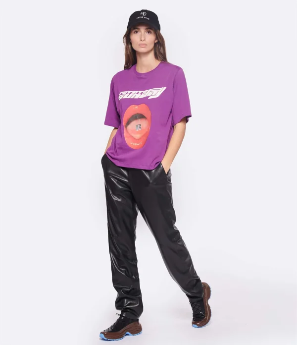 soldes ROTATE Tee-shirt Lips Coton Raisin, Capsule Sunday 6