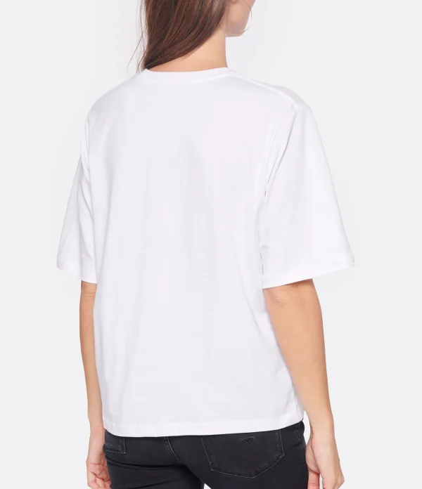 a Prix Discount ROTATE Tee-shirt Logo Coton Blanc, Capsule Sunday 5