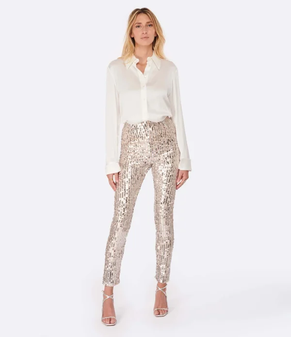 ROTATE Leggings Jean Sequin Argenté Achat 5