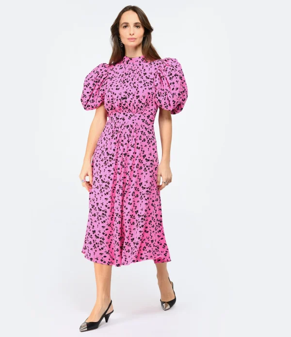 ROTATE Robe Bouffante Jacquard Rose vente en ligne pas cher 4