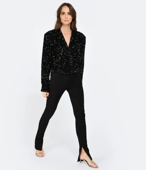 achat pas cher ROTATE Top Court Sequins Noir 6