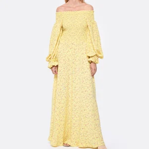 ROTATE Robe Fluide Jacquard Jaune l'unique style 7