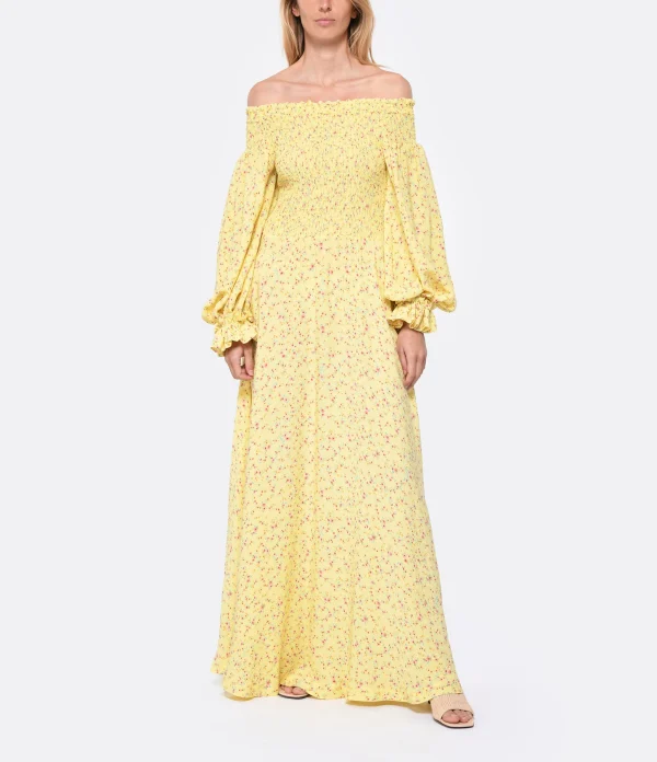 ROTATE Robe Fluide Jacquard Jaune l'unique style 3