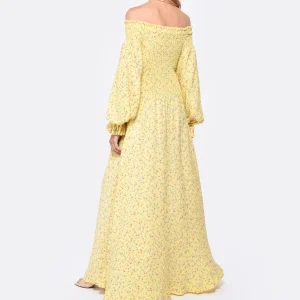 ROTATE Robe Fluide Jacquard Jaune l'unique style 9