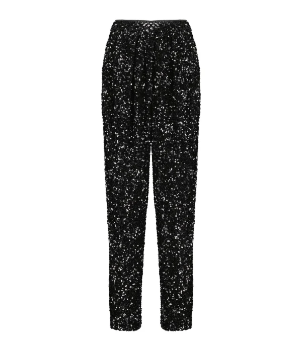 ROTATE Pantalon Taille Haute Sequins Noir boutique en ligne 1