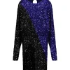 ROTATE Robe Mini Bicolore Sequins Noir Bleu Retour Facile et Gratuit 14