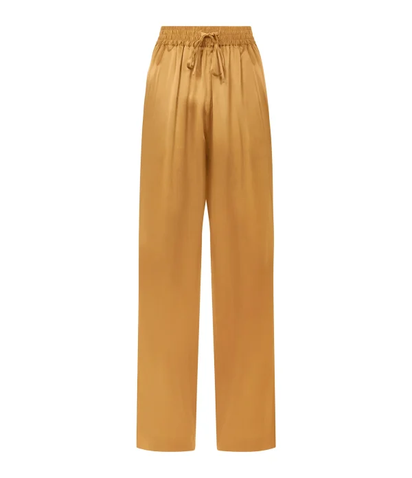 Officielle LOULOU STUDIO Pantalon Soma Soie Camel 1