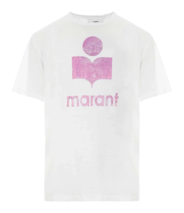 MARANT ÉTOILE Tee-shirt Zewel Lin Rose Blanc marque moins cher 1