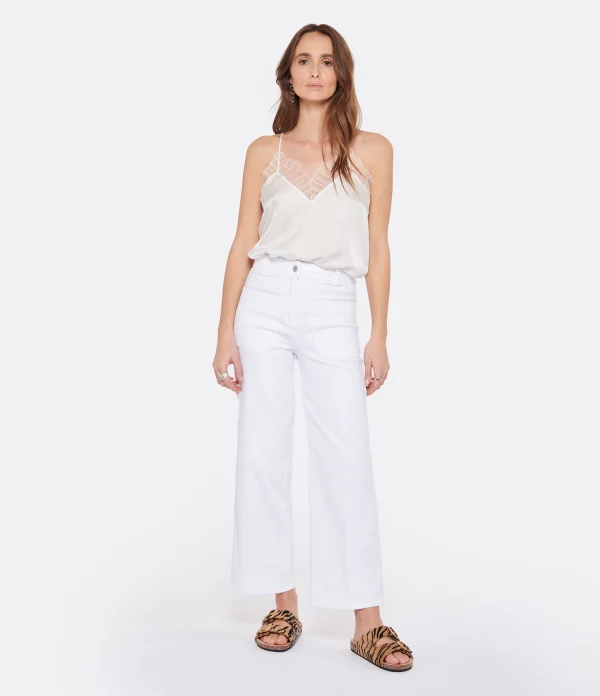 magasin solde Vanessa Bruno Pantalon Helias Coton Blanc 4