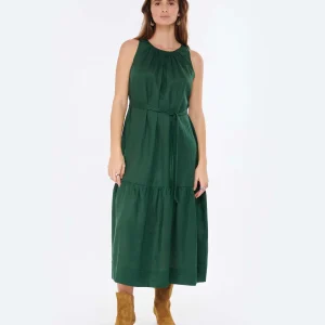 Vanessa Bruno Robe Midi Roema Lin Vert Fonce vente pas cher 10