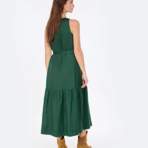 Vanessa Bruno Robe Midi Roema Lin Vert Fonce vente pas cher 12