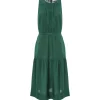 Vanessa Bruno Robe Midi Roema Lin Vert Fonce vente pas cher 14