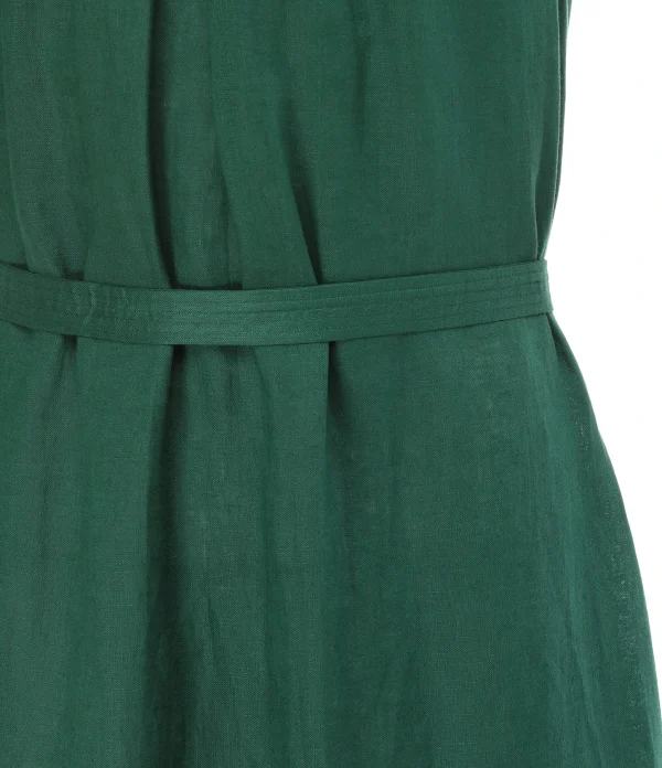 Vanessa Bruno Robe Midi Roema Lin Vert Fonce vente pas cher 3