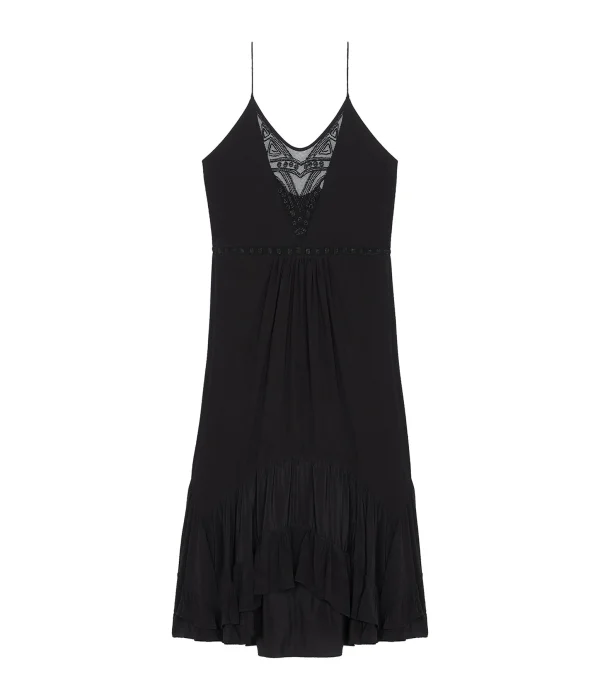 IRO Robe Midi Cliff Soie Noir Satisfait ou Remboursé 1