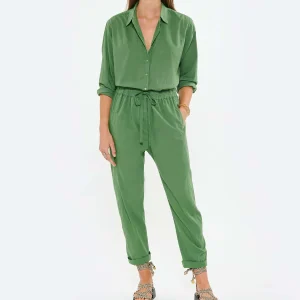 De Qualité XIRENA Pantalon Fin Draper Coton Vert 7