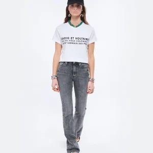 marque pas cher Zadig & Voltaire Tee-shirt Zoe ZV Address Coton Blanc 13