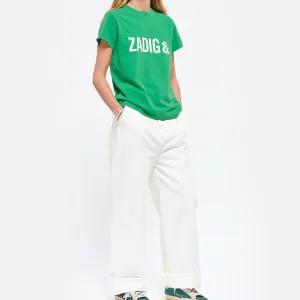 soldes magasin Zadig & Voltaire Tee-shirt Zoe ZV Coton Vert Garden 19