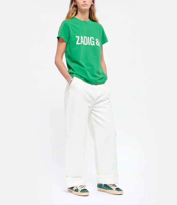 soldes magasin Zadig & Voltaire Tee-shirt Zoe ZV Coton Vert Garden 7