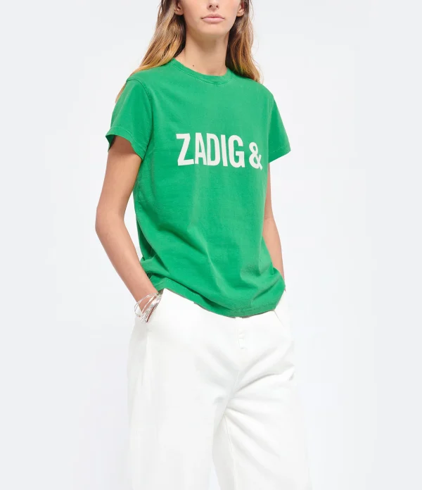 soldes magasin Zadig & Voltaire Tee-shirt Zoe ZV Coton Vert Garden 6