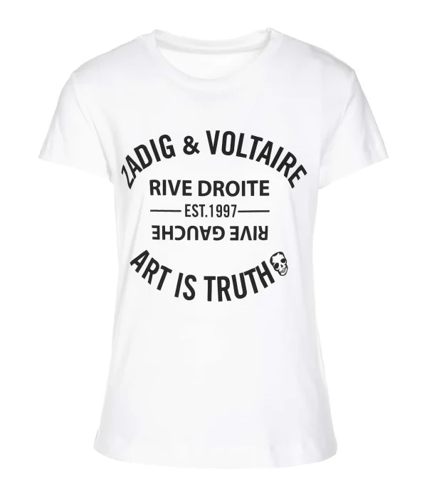 Zadig & Voltaire Tee-shirt Walk Blason Coton Blanc Top ventes 1