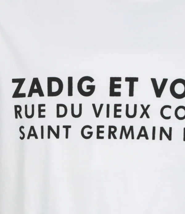 marque pas cher Zadig & Voltaire Tee-shirt Zoe ZV Address Coton Blanc 3