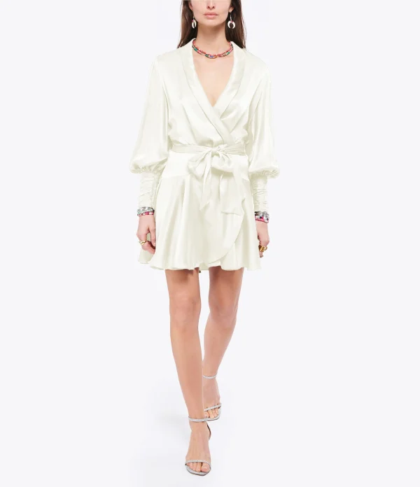 Paris Zimmermann Robe Wrap Soie Crème 4