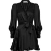 Zimmermann Robe Wrap Soie Noir shopping pas cher 19