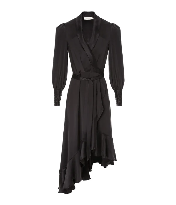 Zimmermann Robe Wrap Soie Noir achetez 1