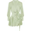 Zimmermann Robe Wrap Soie Vert Clair vente à bas prix 14